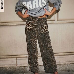 Vici Wild Leopard Wide Leg Jeans